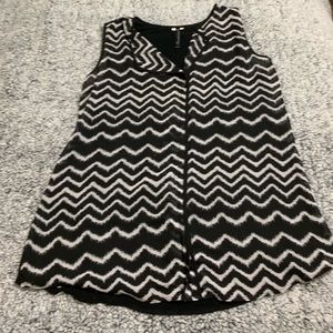 Black and White Sheer Front Chevron Tank